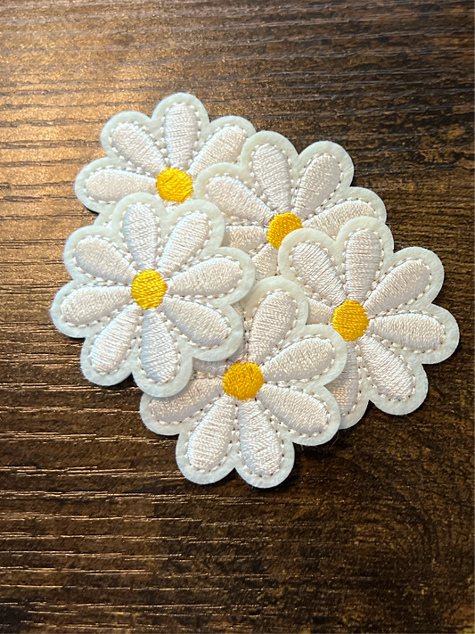 Small Cream Flower Yellow Center - Iron on Patch