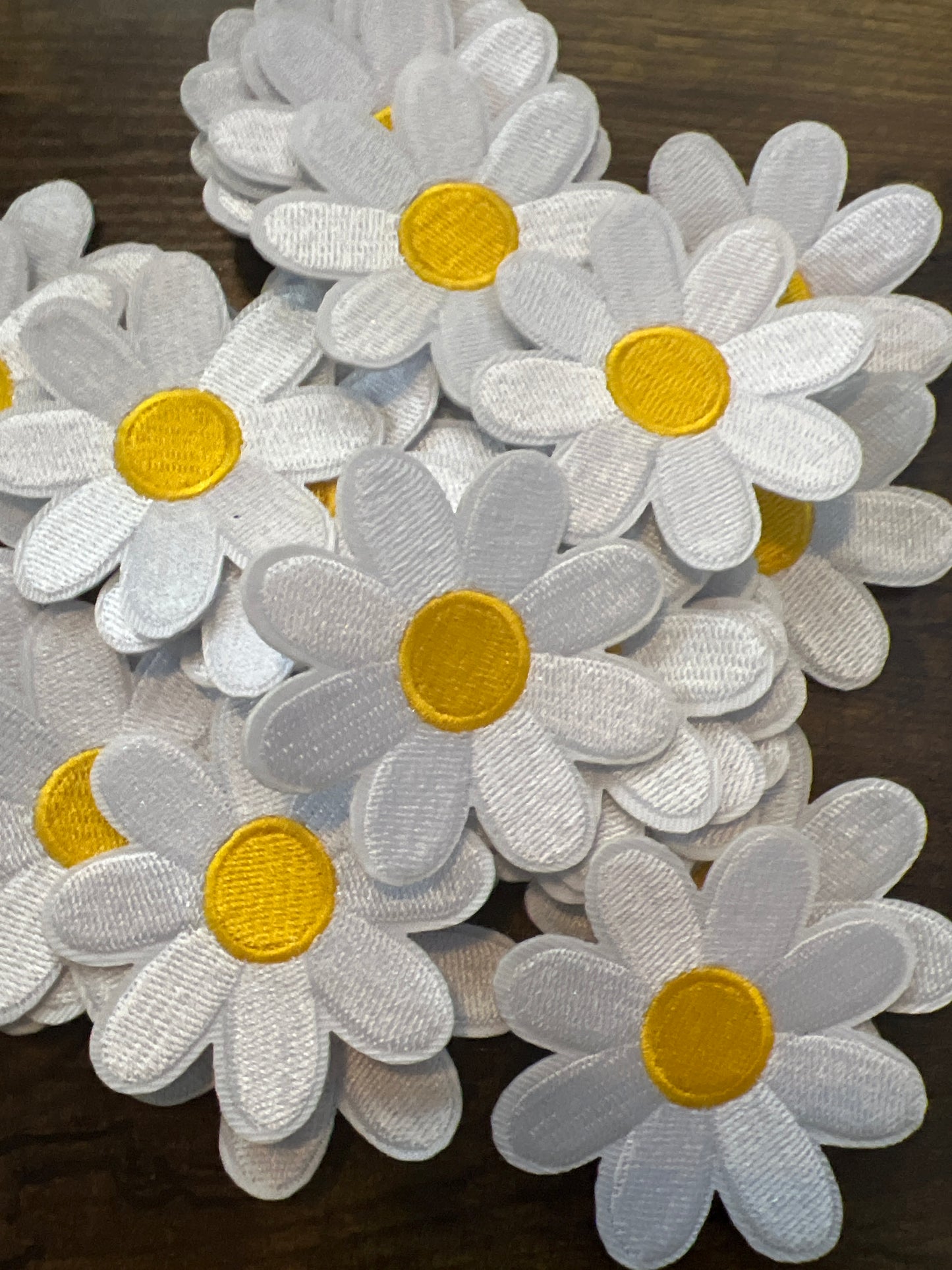 White Daisy Flower With Yellow Color center - Iron On Patch