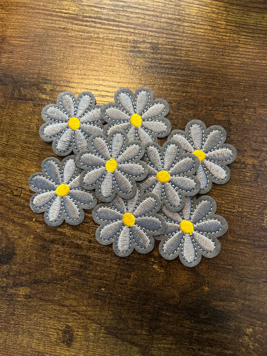 Small Grey Flower - Iron on Patch