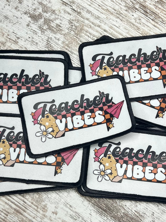 Teacher Vibes checker arrow - Iron On Patch