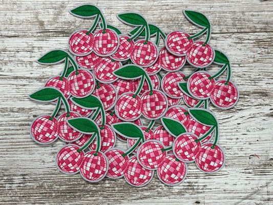 Disco Ball Pink Cherries- Iron On Patch