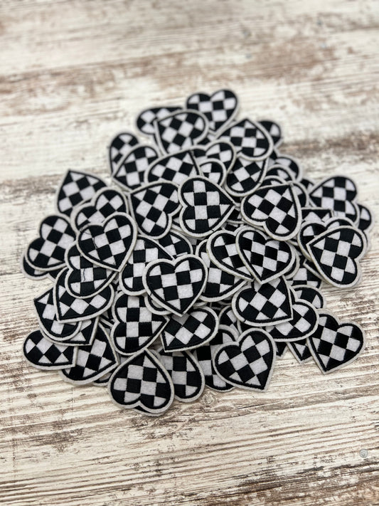 Checker Heart Filler patch - Iron On Patch