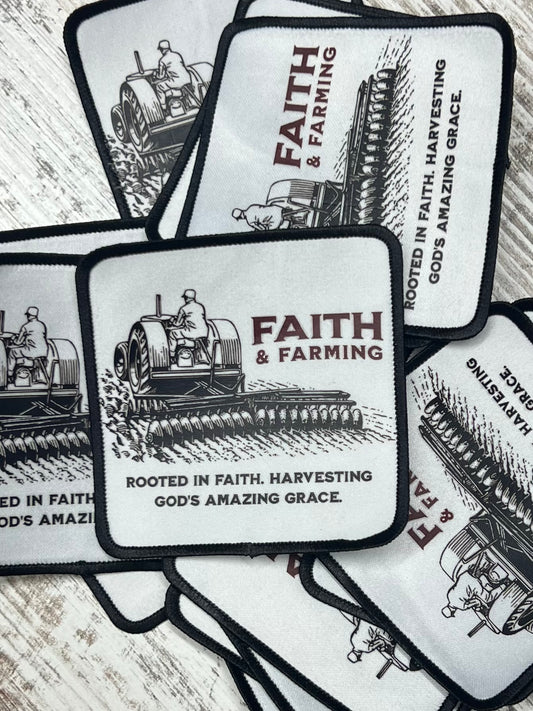 Faith & Farming rooted in faith. Harvesting Gods Amazonf Grace - Iron On Patch