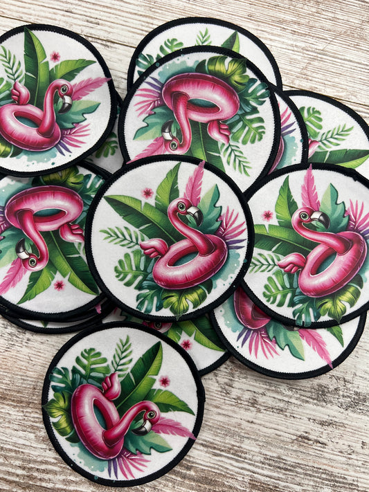 Flamingo pool Floaty  - Iron On Patch