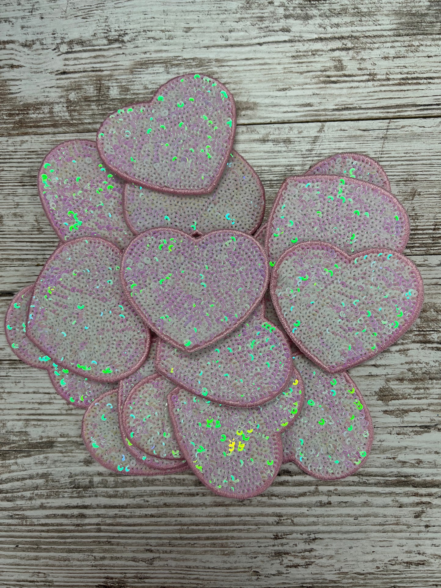 Light Pink Sequin Heart - Iron on Patch