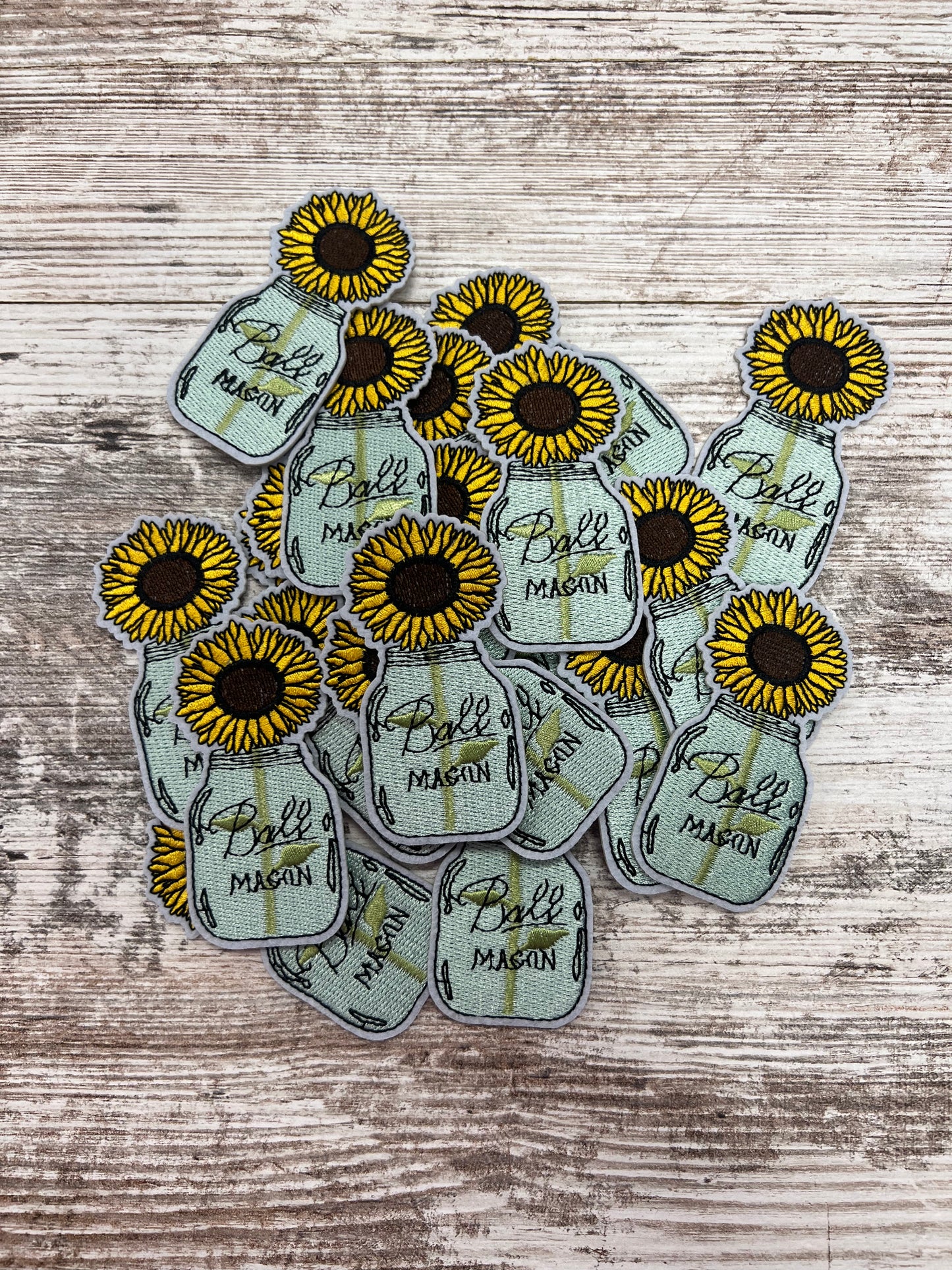 Sunflower In A Mason Jar - Iron On Patch