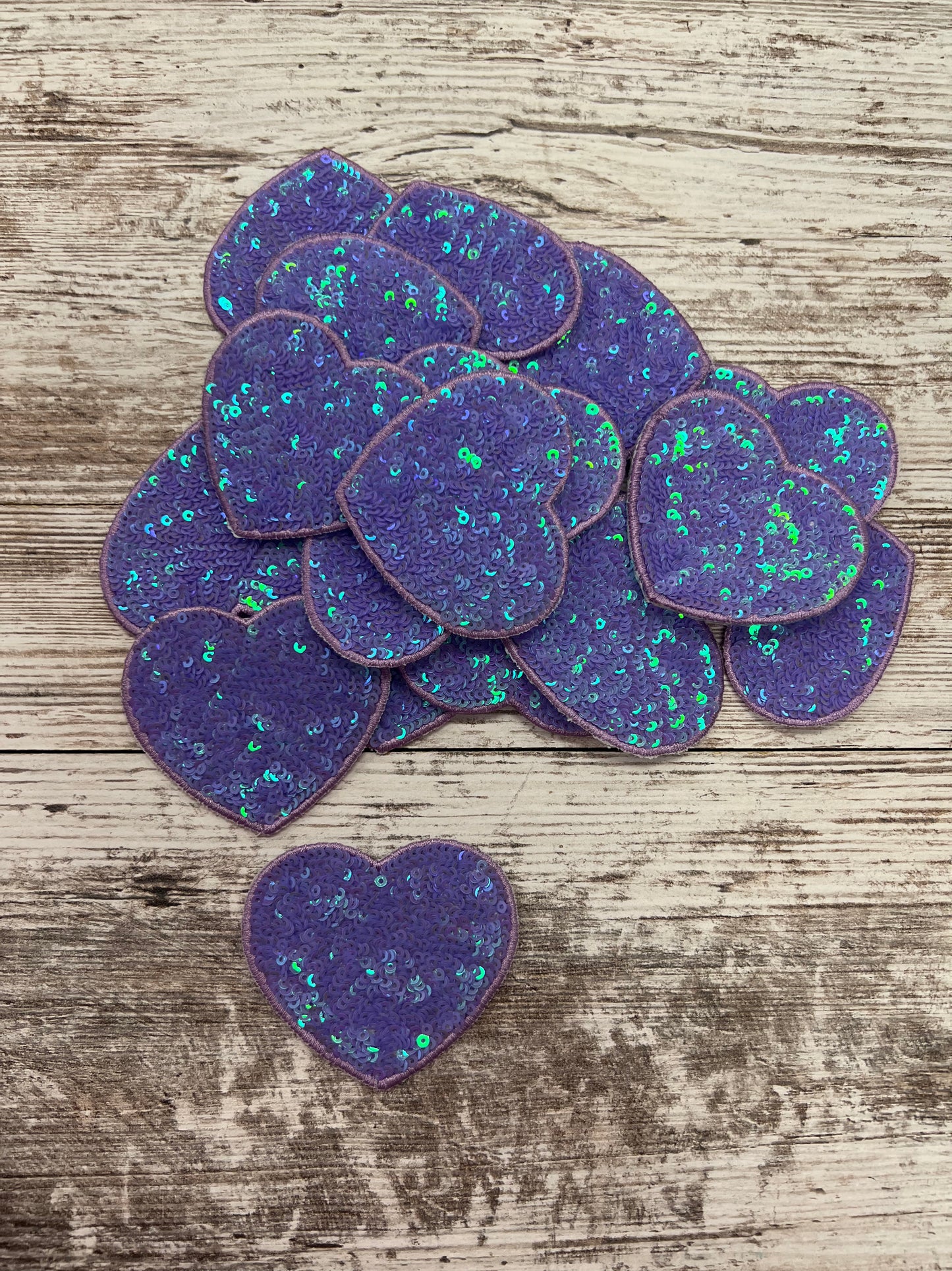 Light Purple Sequin Heart - Iron on Patch