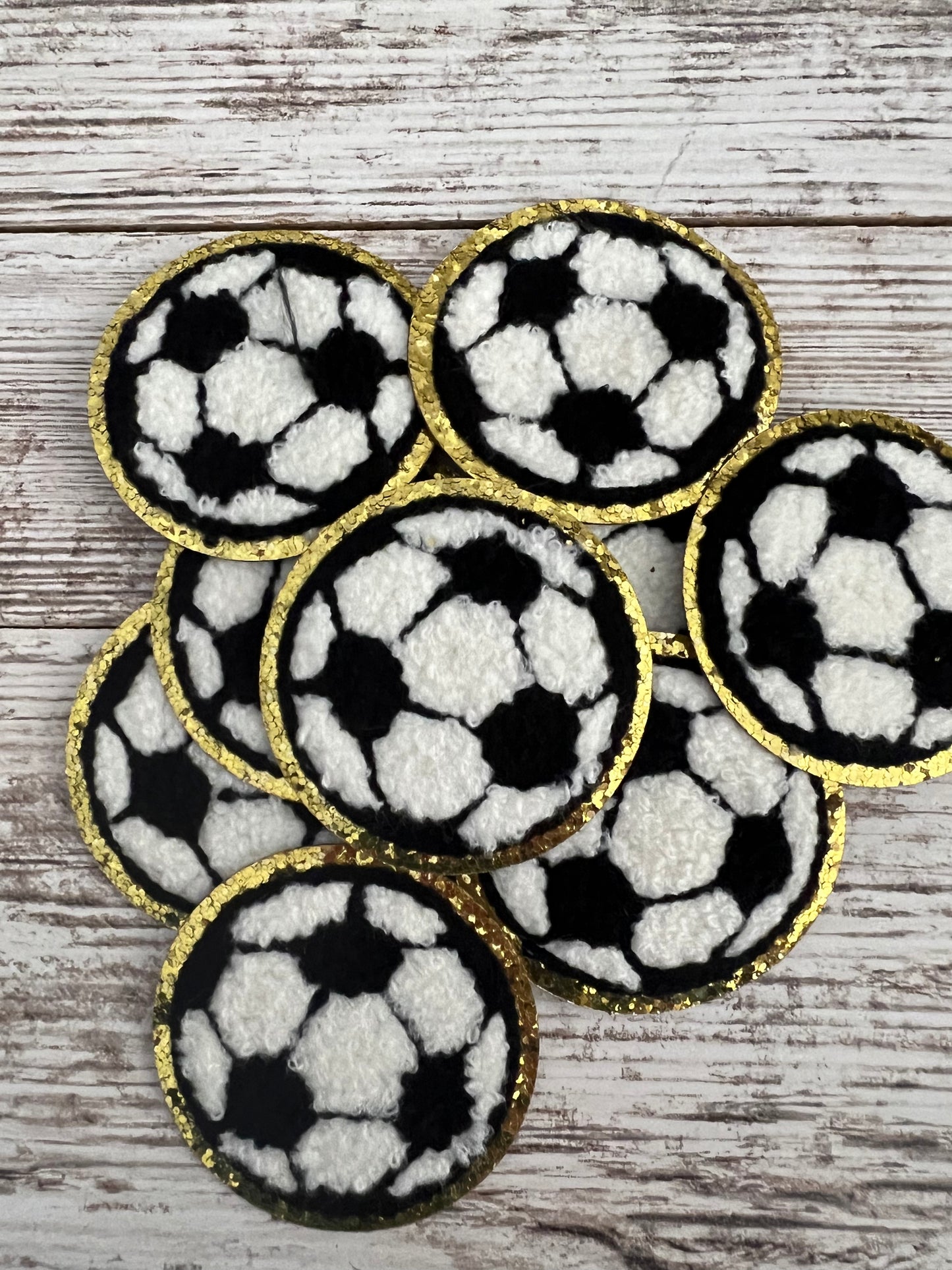 Gold outline Soccer Iron On Patch