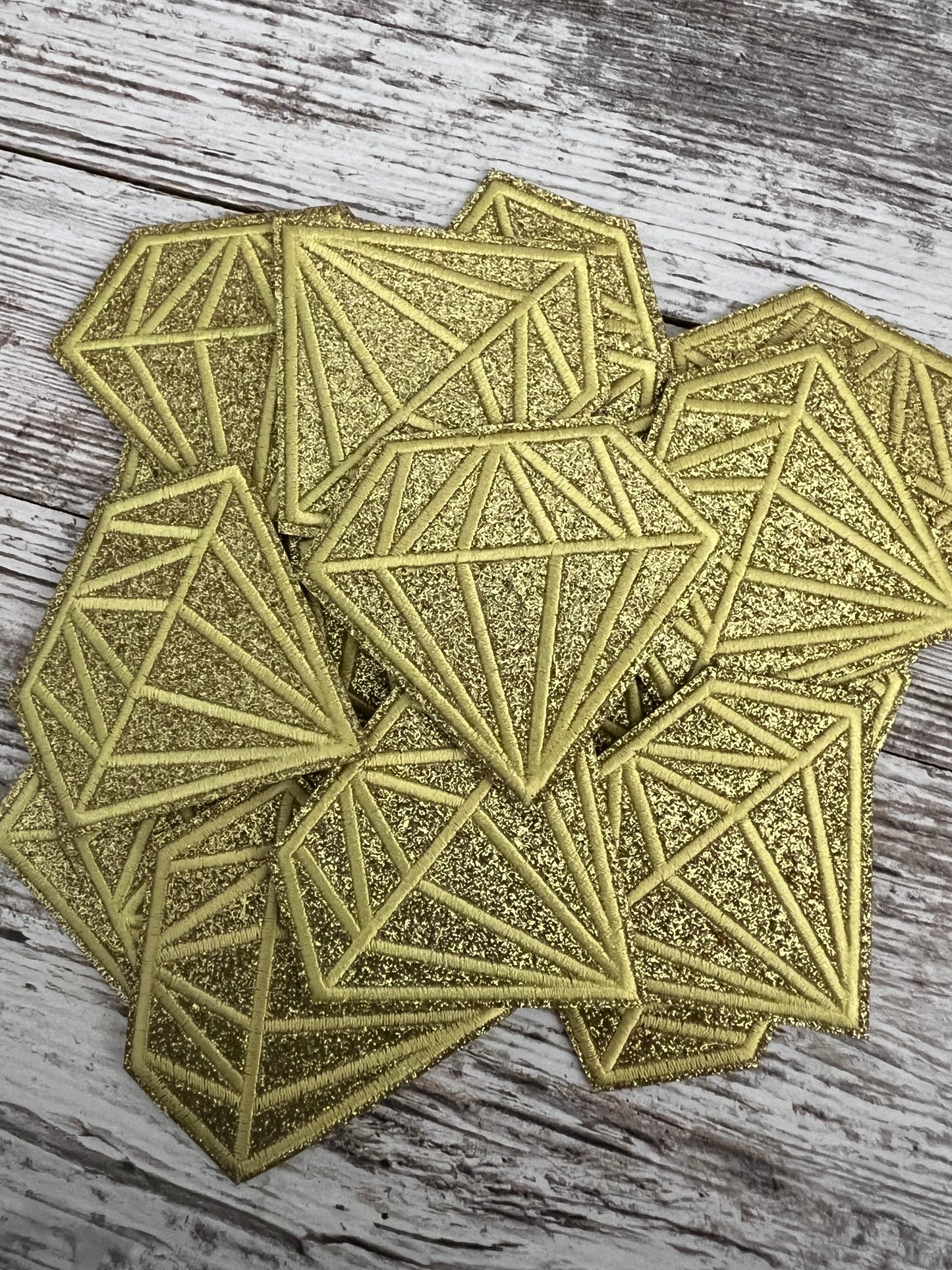 Yellow Gold No Shed Glitter Diamond  - Iron On Patch