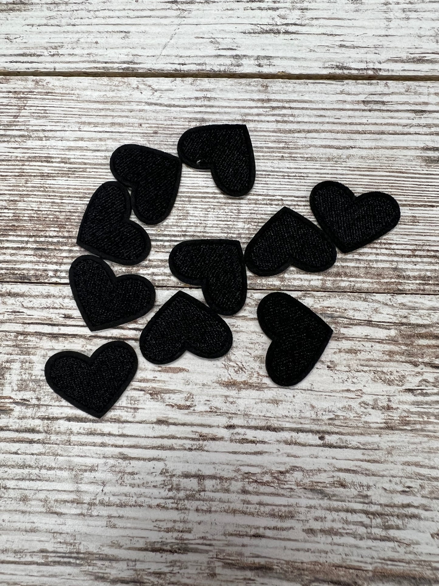 Black Game Day Hearts -10 piece - Iron on Patch