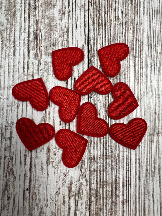 Red Game Day Hearts -10 piece - Iron on Patch