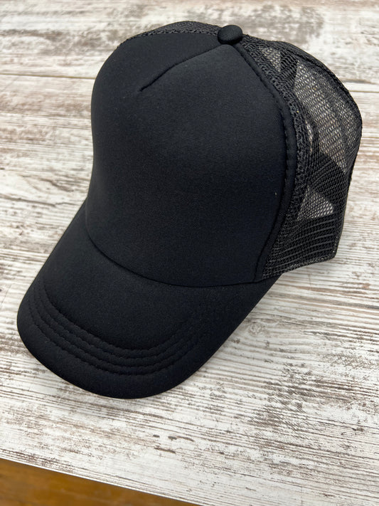 All Black - Mid Height Trucker Hat