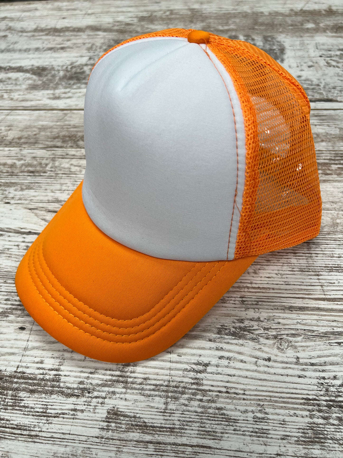 Orange And White - Mid Height Trucker Hat