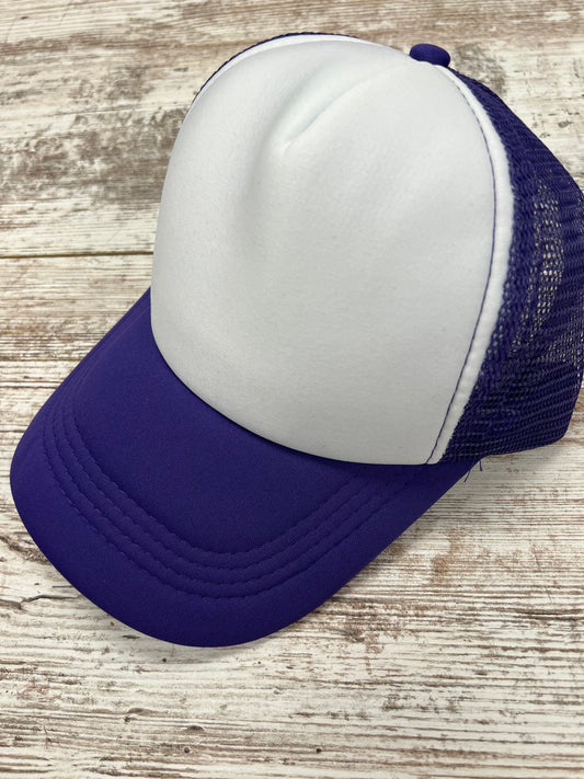 Purple And White - Mid Height Trucker Hat