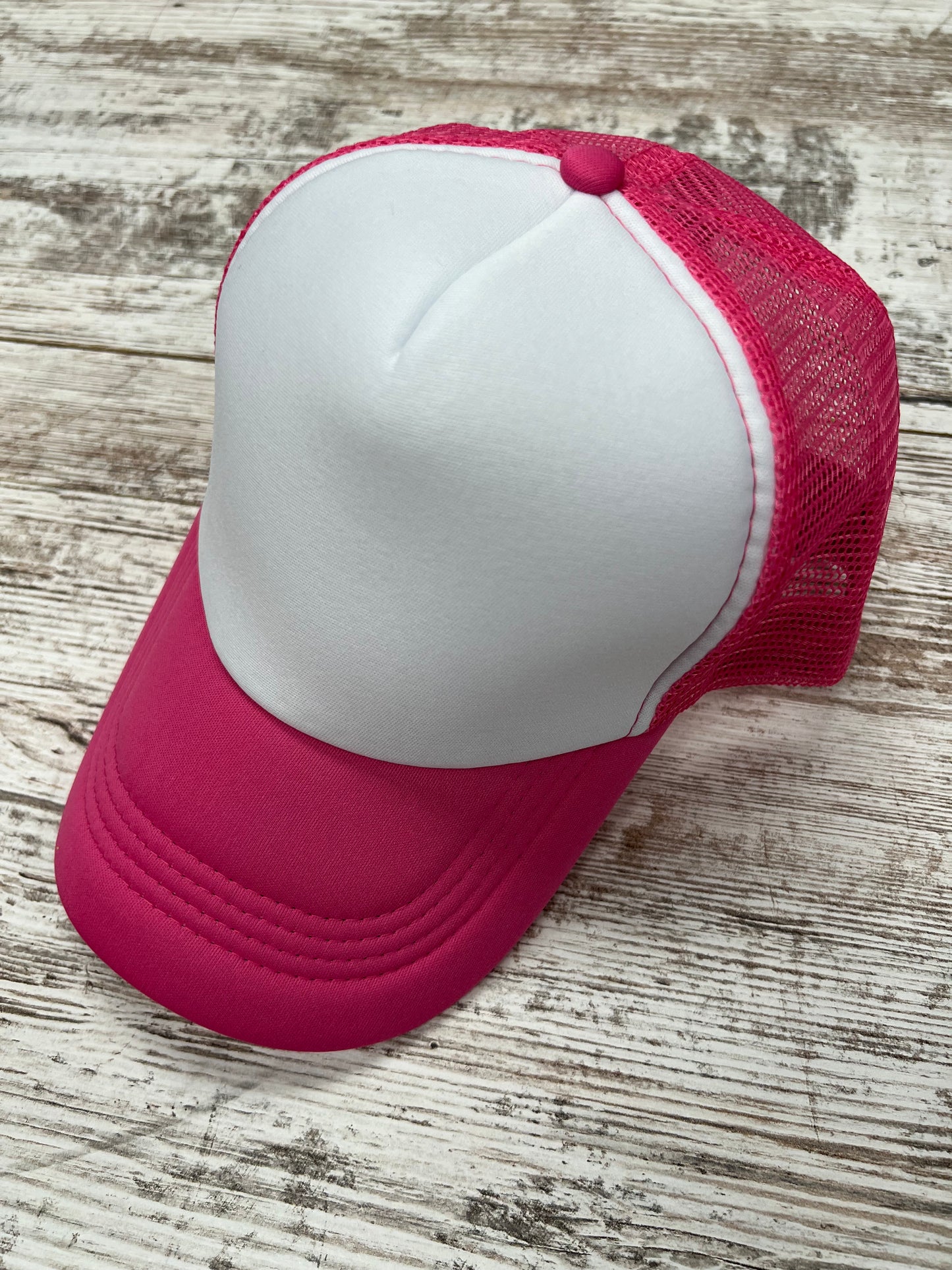 Pink And White - Mid Height Trucker Hat