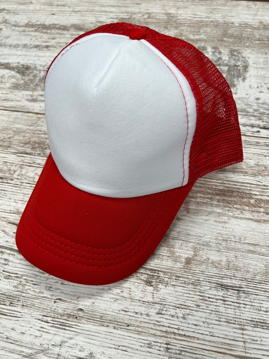 Red And White - Mid Height Trucker Hat