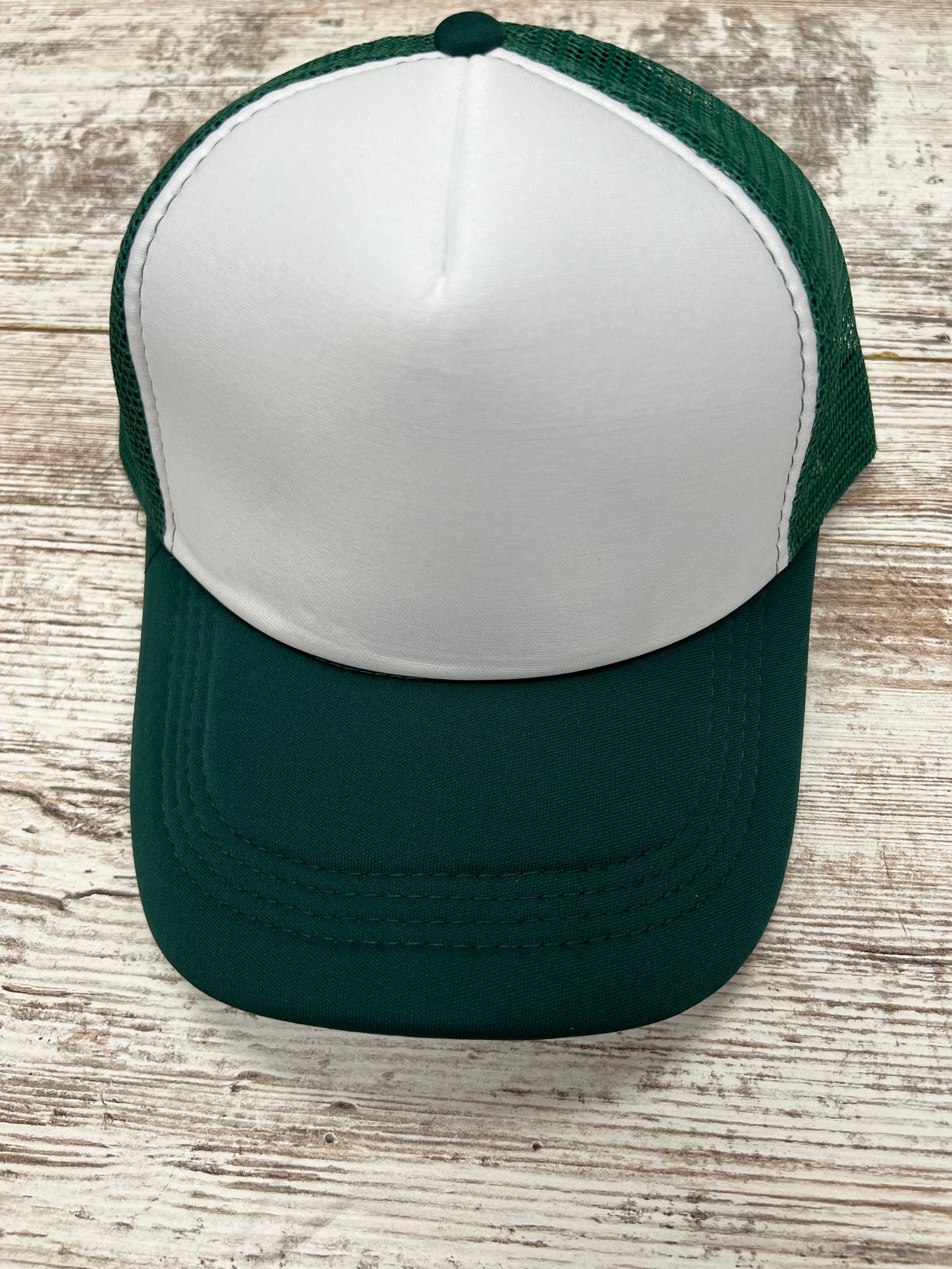 Forest Green and white - Mid Height Trucker Hat