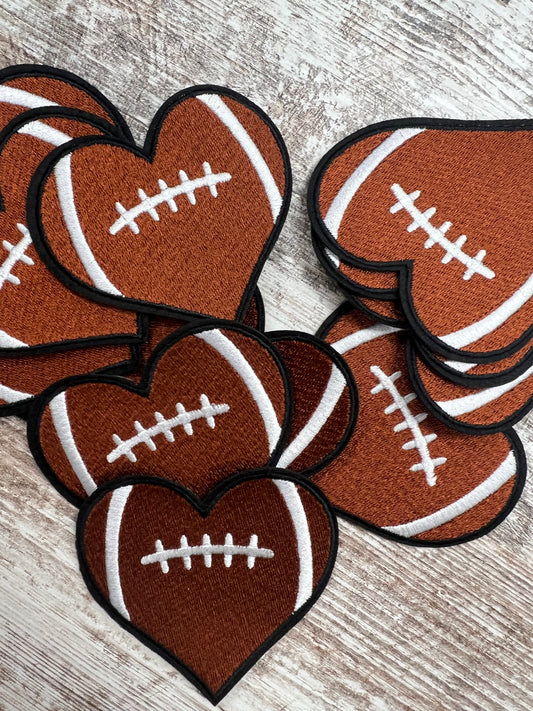 Football embroidery Heart Iron On Patch