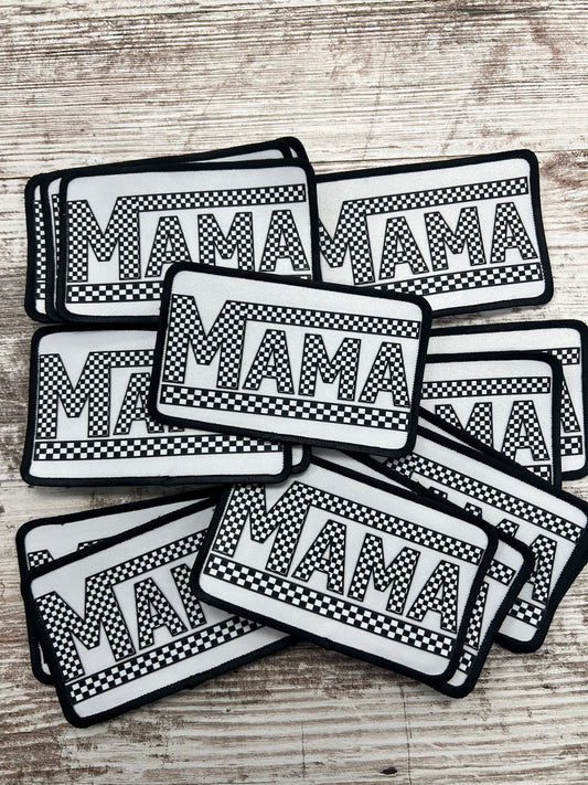 Rectangle Checkered Mama- Iron On Patch