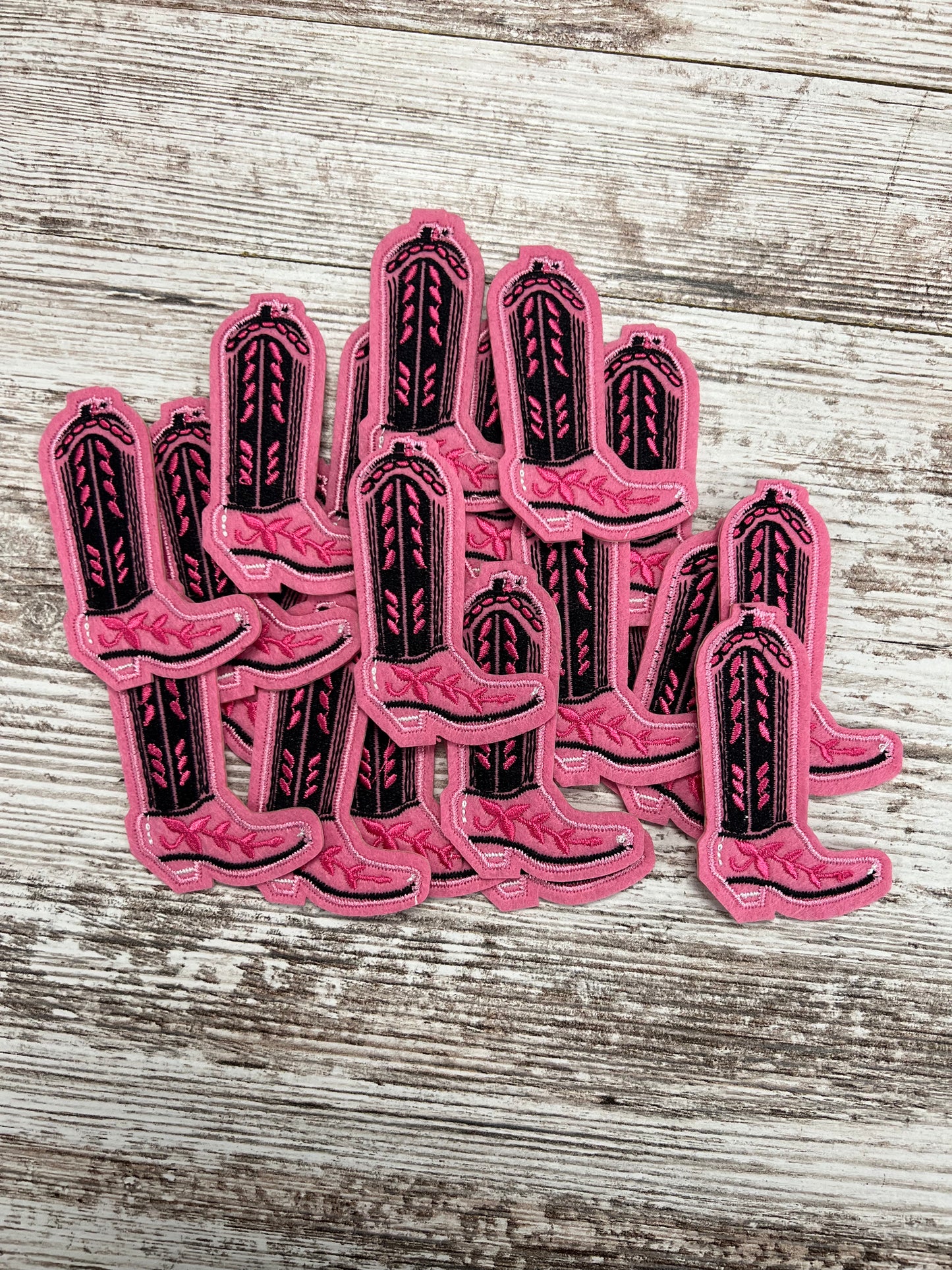 Pink & Black Cowgirl Boot Iron On Patch