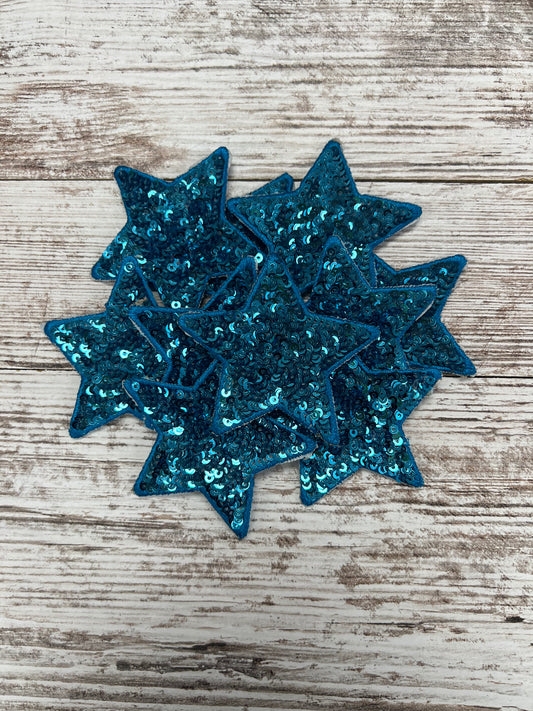 Bright blue Star - Iron on Patch