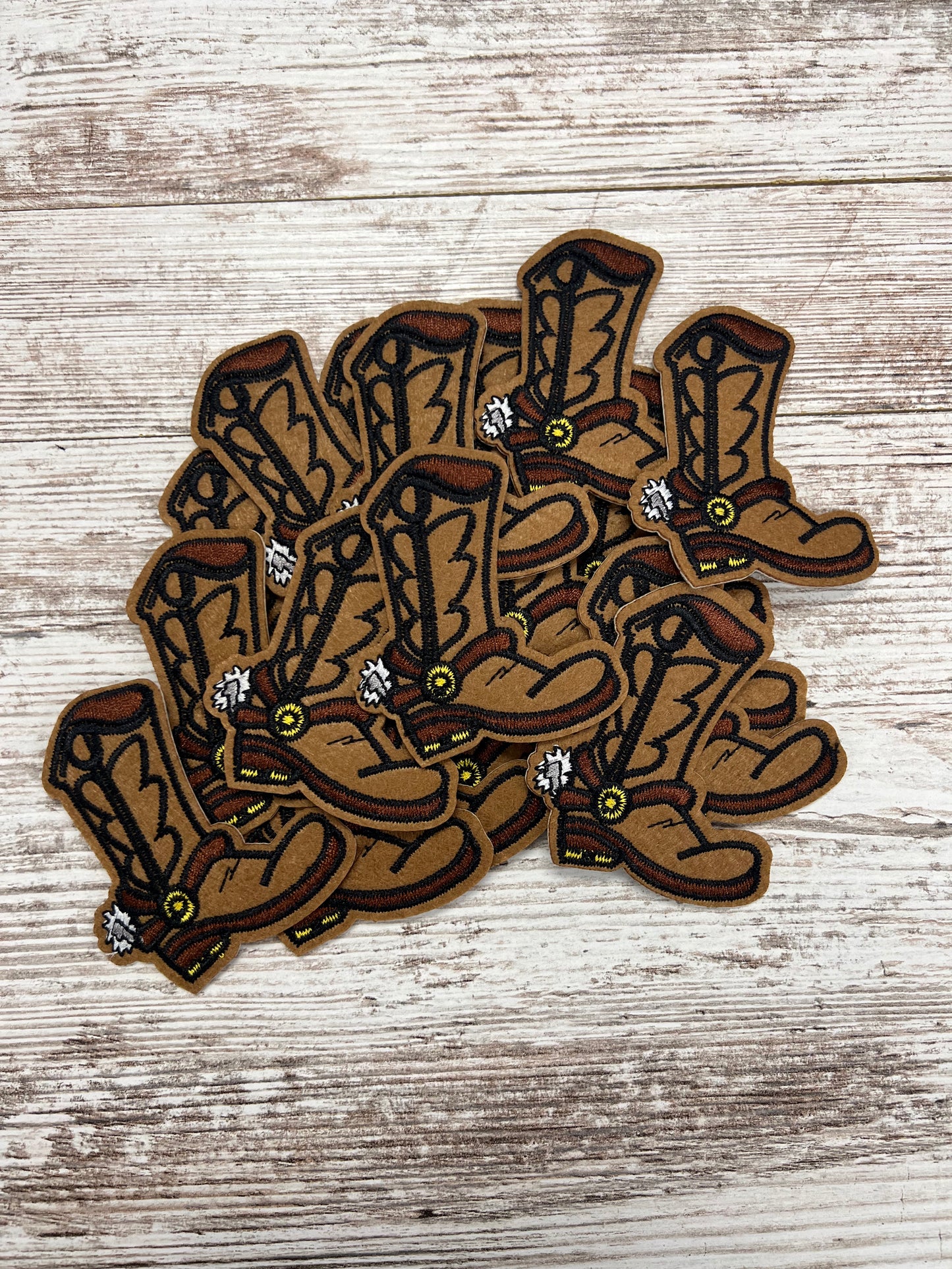 Brown Cowboy Boot Iron On Patch