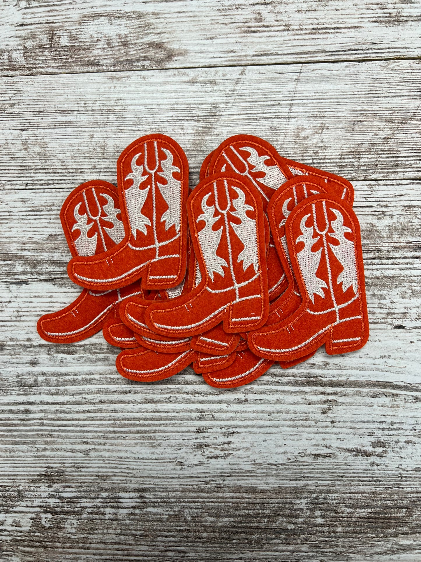 Orange Cowgirl Boot Iron On Patch