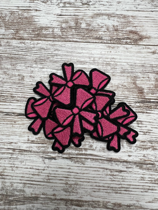 Small pink bow Iron On Patch