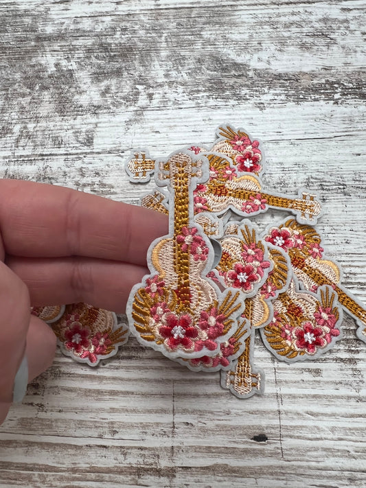 Floral Guitar - Iron On Patch