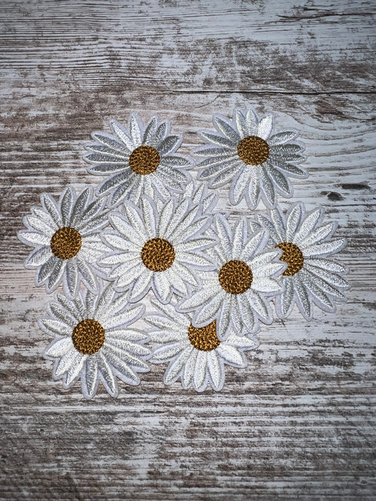 2" Ivory Wild Flower - Iron on Patch