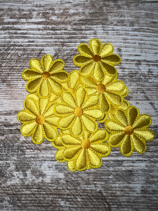 Small Yellow Flower With Dark Yellow Center - Iron on Patch