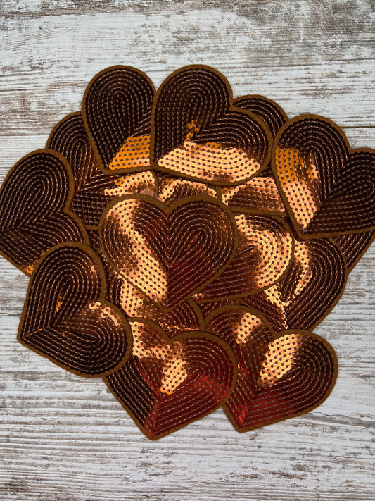 Brown Copper Heart - Iron on Patch