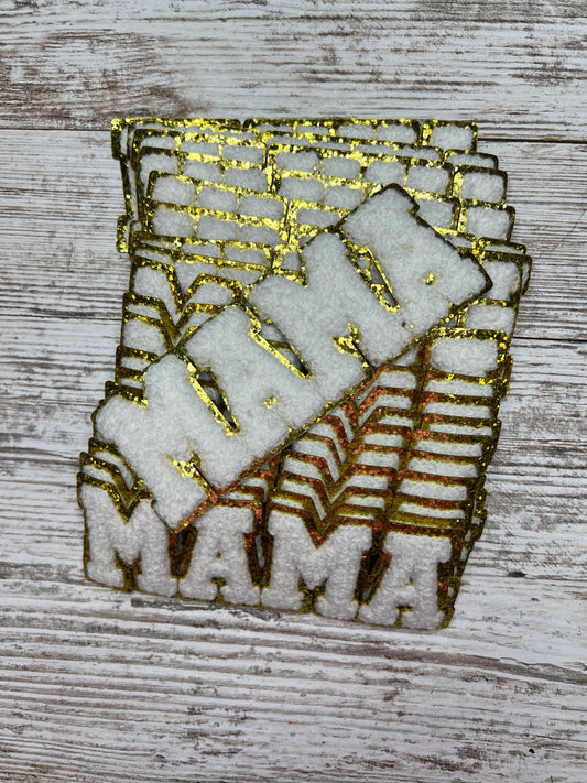 White MAMA  - Iron on Patch