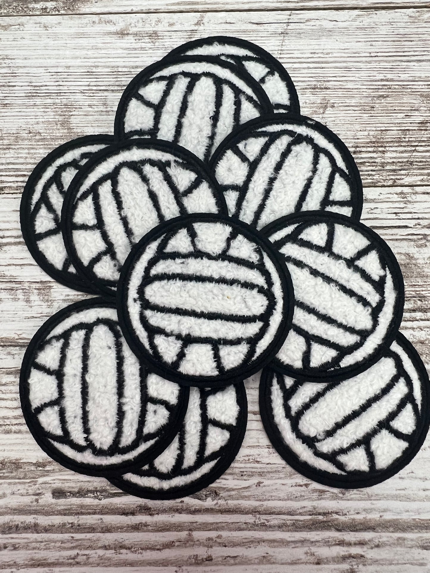 Black Trimmed Volleyball Iron On Patch