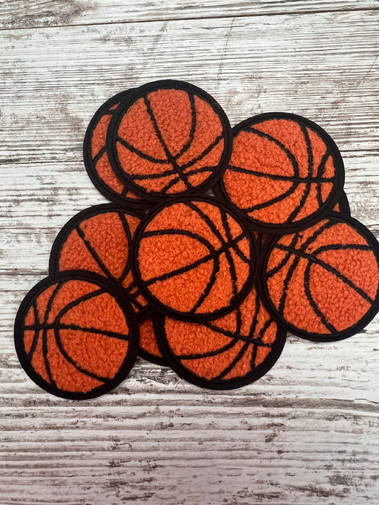 Black Trimmed Basketball Iron On Patch