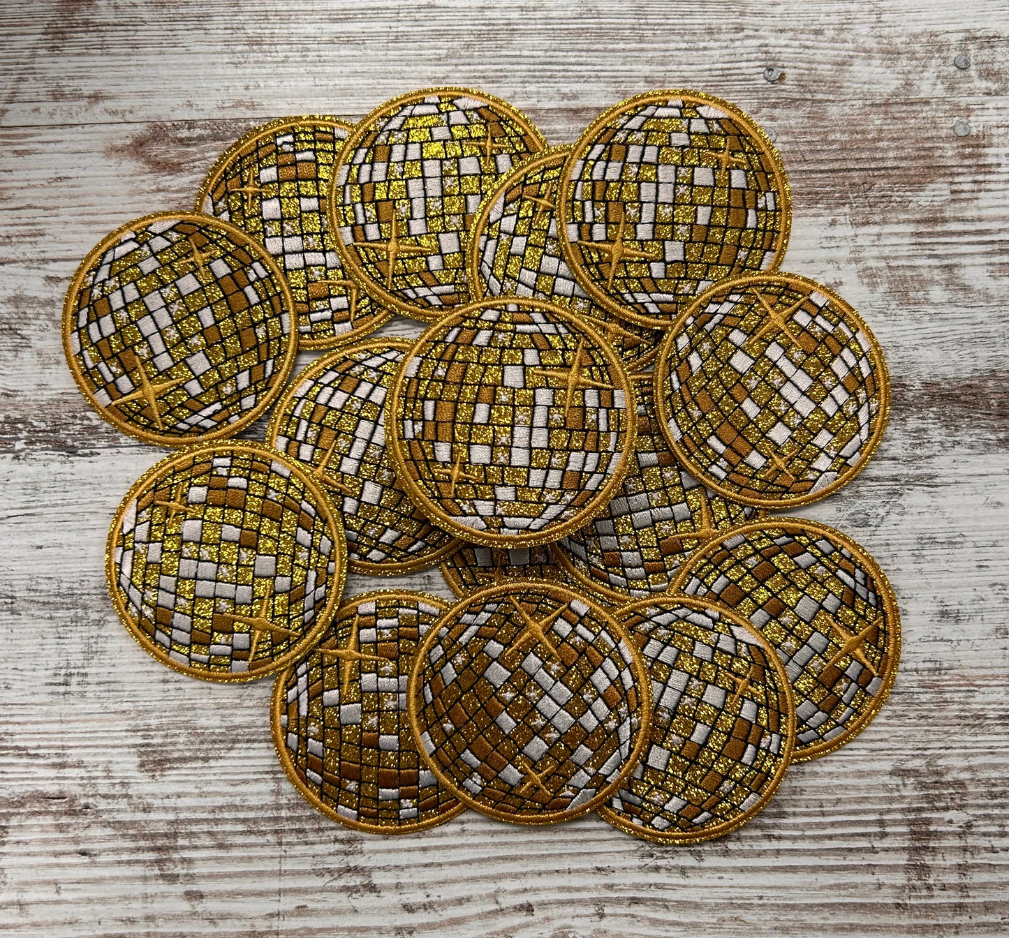 Gold Shimmer Disco Ball - Iron on Patch