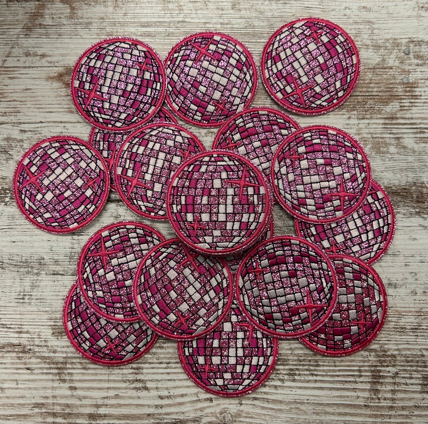 Pink Shimmer Disco Ball - Iron on Patch