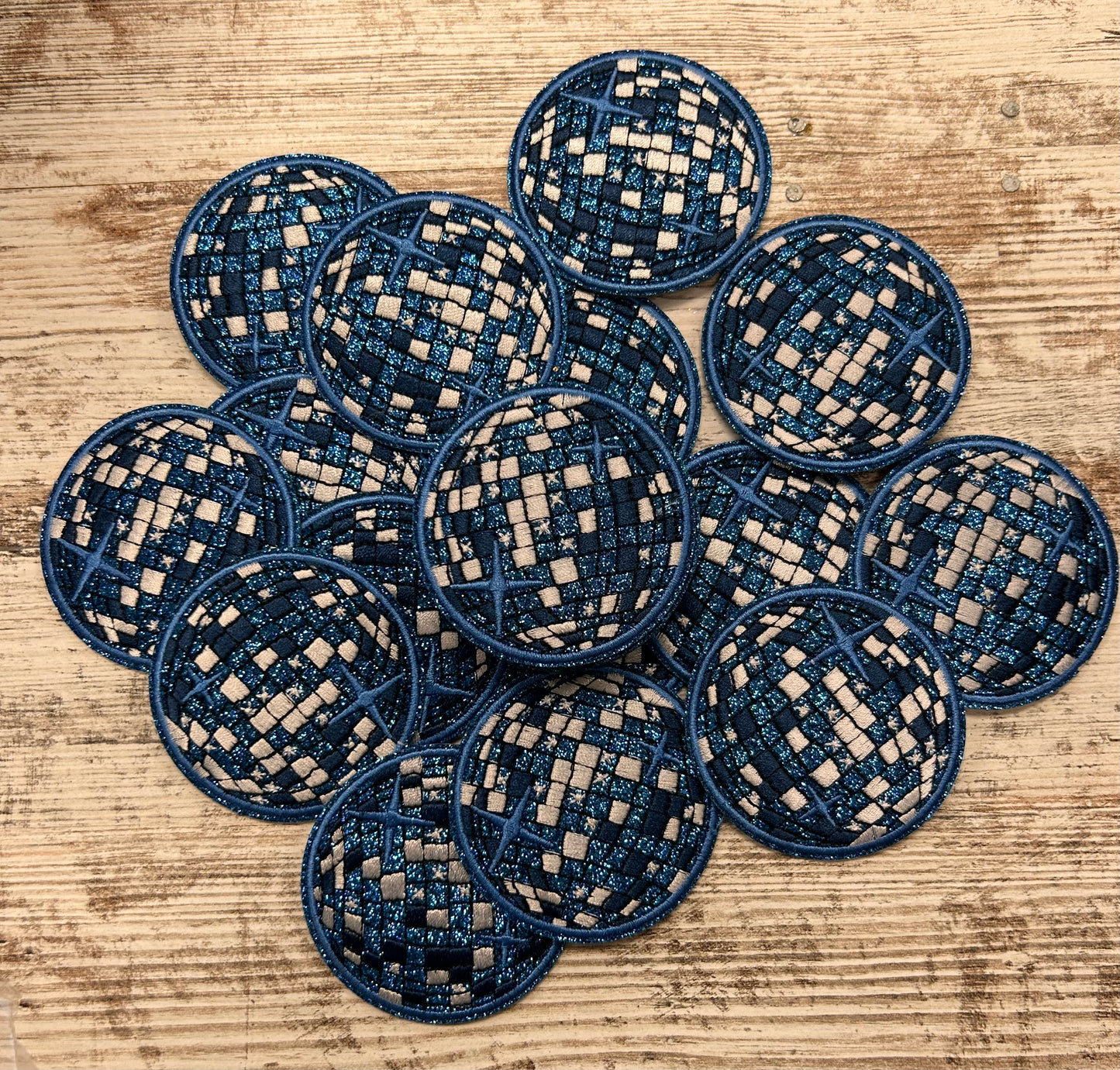 Blue Shimmer Disco Ball - Iron on Patch