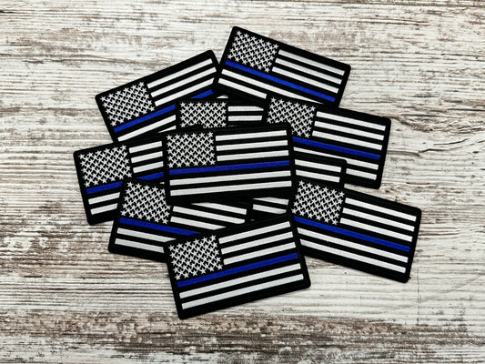 Thin Blue Line Flag - Iron On Patch