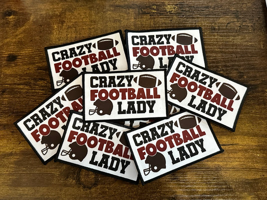 Crazy Football Lady - Iron On Patch