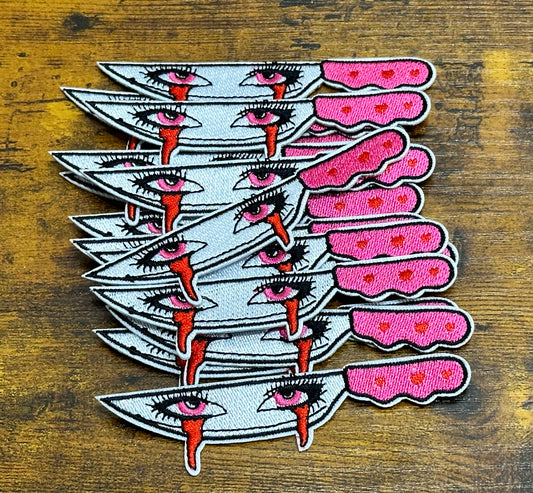 Pink Eye Knife - Iron on Patch