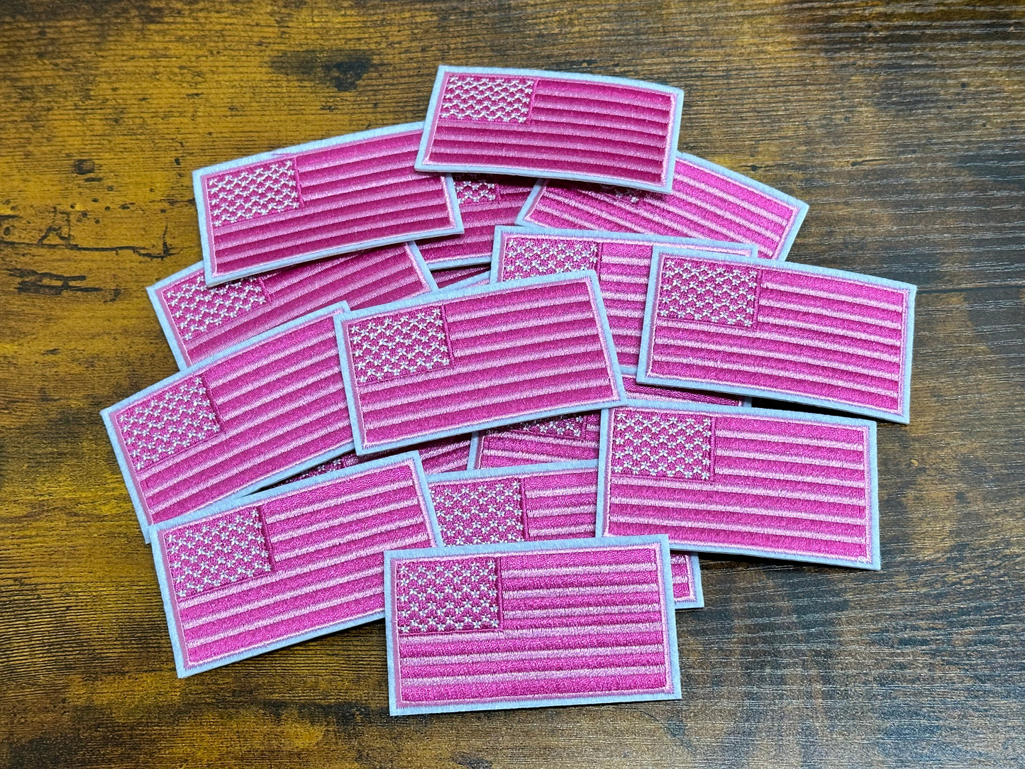 Pink American Flag (bigger size) - Iron On Patch