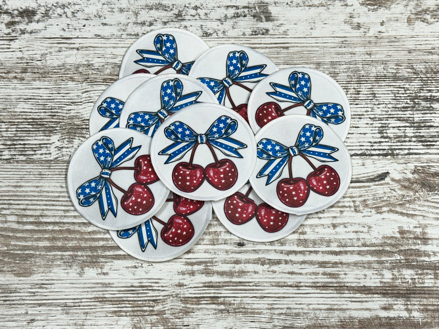 Patriotic Cherries - Iron On Patch