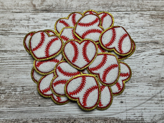 Baseball Heart Iron On Patch