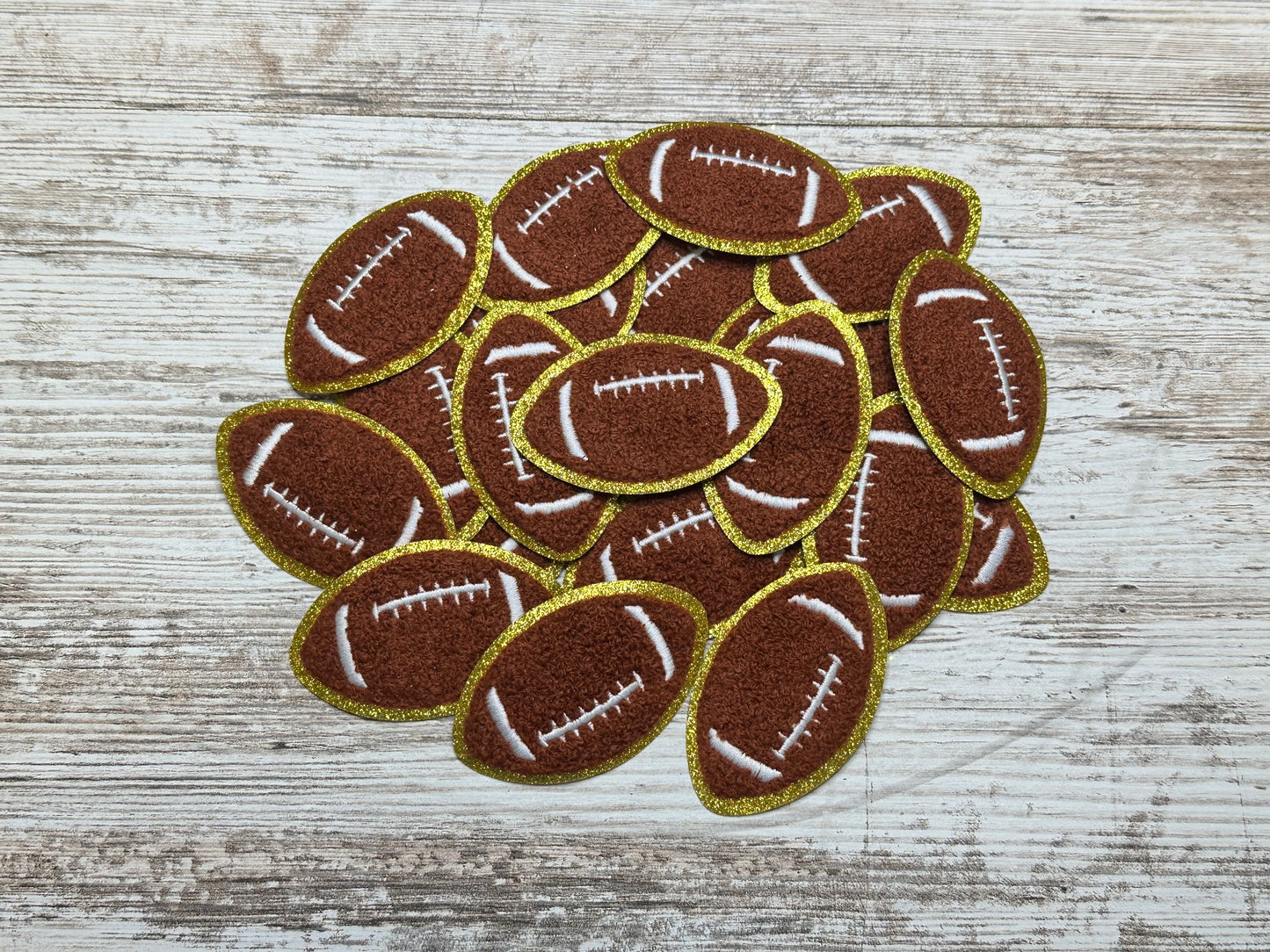 Gold outline Football Iron On Patch