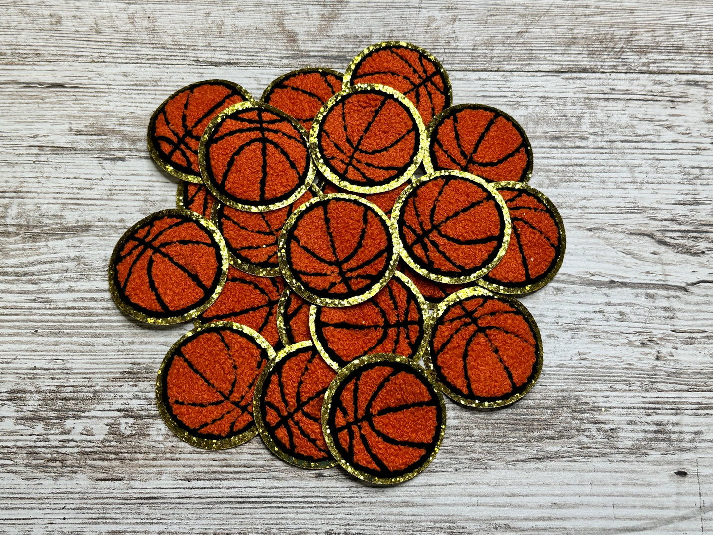 Gold Trimmed Basketball Iron On Patch