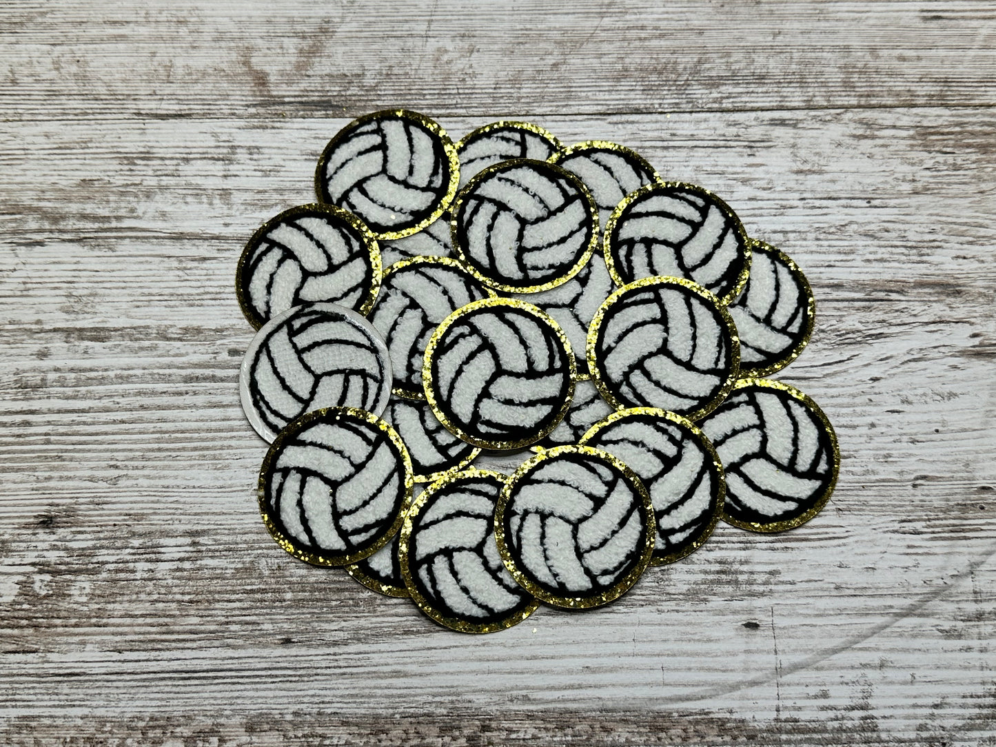 Gold outline Volleyball Iron On Patch