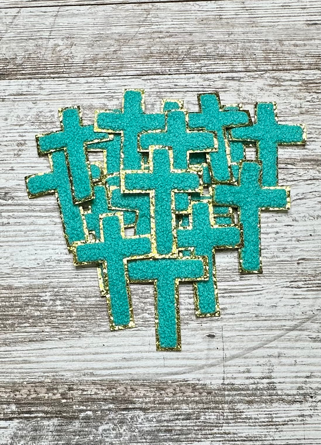 Teal Cross Iron On Patch