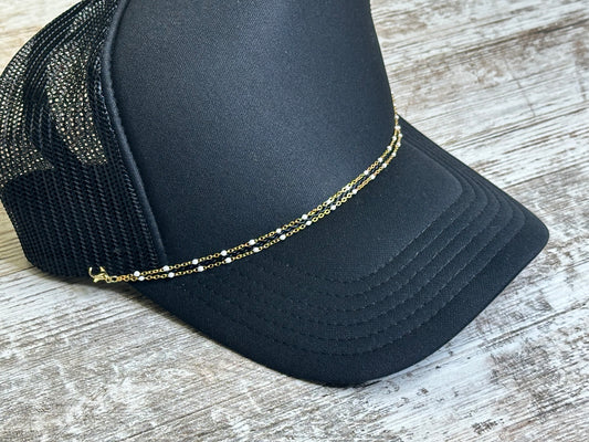 Gold & White Satellite Double Hat Chain