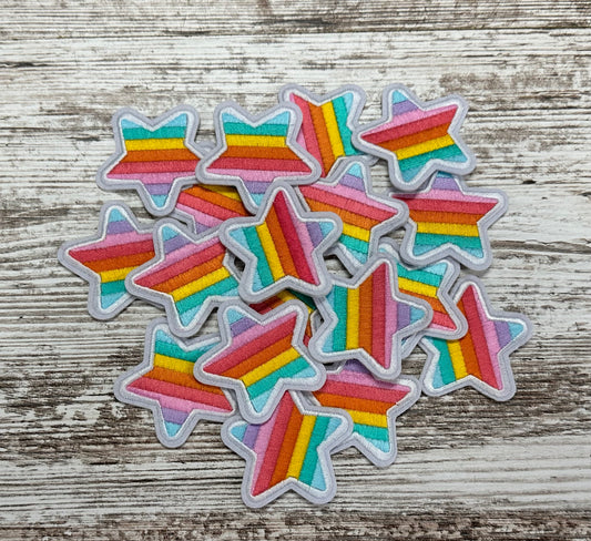 Pastel Striped Star - Iron On Patch